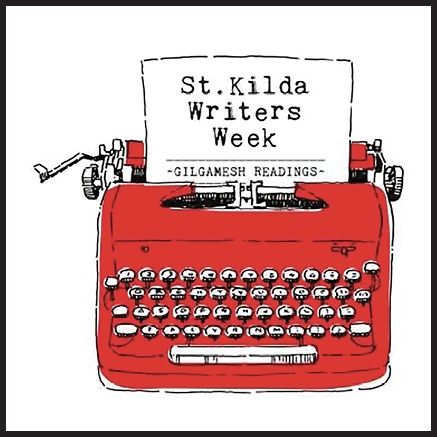 St Kilda Writers Week logo with red typewriter, stkildawritersweek.com