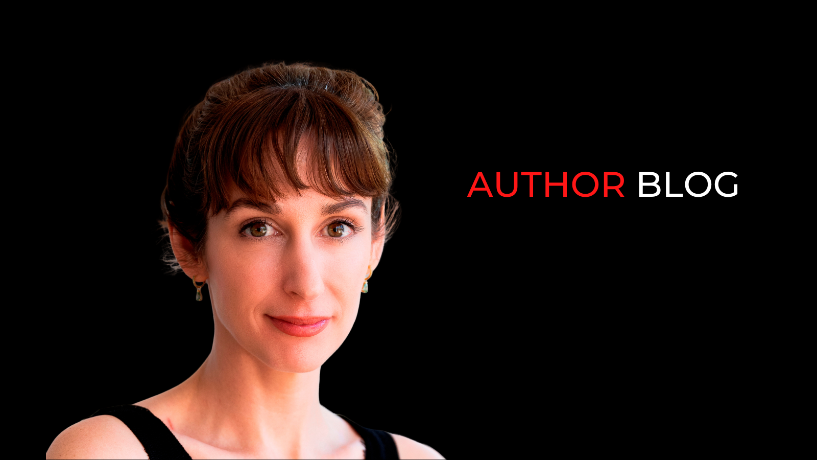 Banner with words Author Blog and photograph of a woman