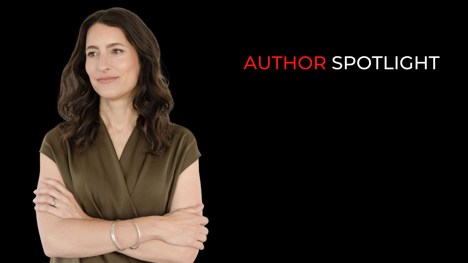 Banner with author spotlight and picture of woman